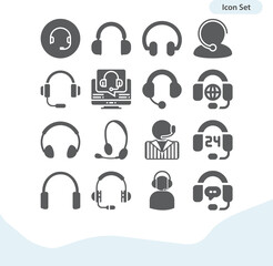 Simple set of headset related filled icons.