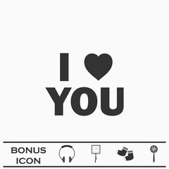I love you icon flat