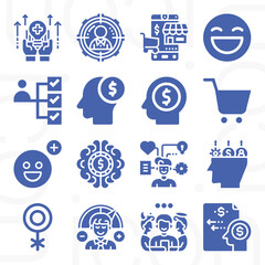 16 pack of tendencies  filled web icons set