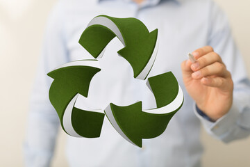 volumetric green recycling sign 3d digital