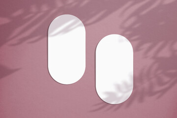 Mockup cards in a minimalistic style. Blank oval form with rounded edges. Perfect for wedding invitation and greeting card