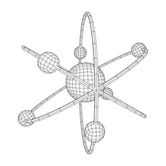 Planetary model of atom with nucleus and electrons