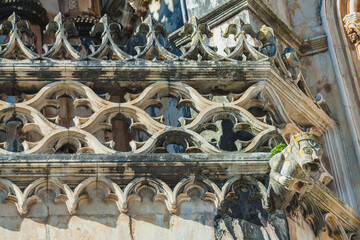 facade with bas-relief of an ancient portugal monastery
