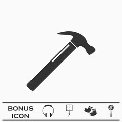 Claw hammer icon flat
