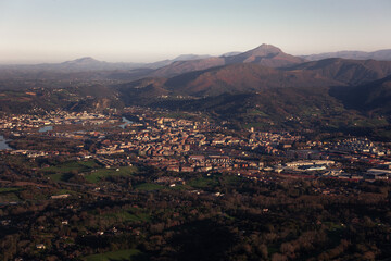 View from Irun city and the Larrun mountain at the Basque Country
