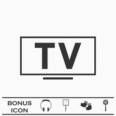 TV icon flat