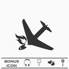Crash plane icon flat