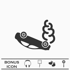 Crash car icon flat