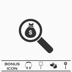 Search money icon flat