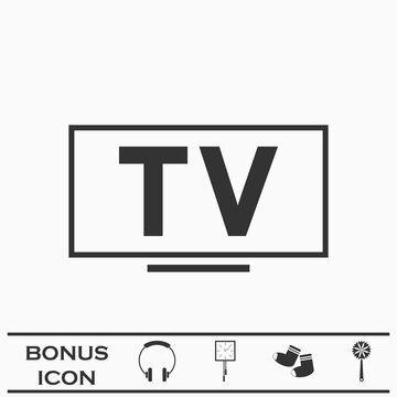 TV icon flat