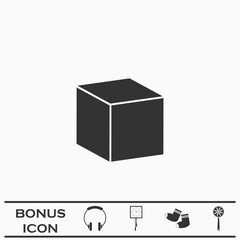 Cube icon flat