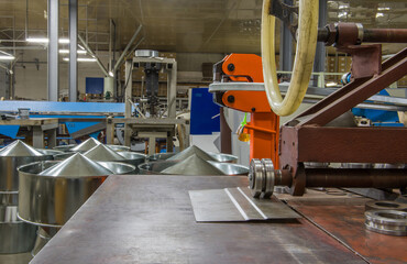 Bending rolling machine. Factory of metal products.