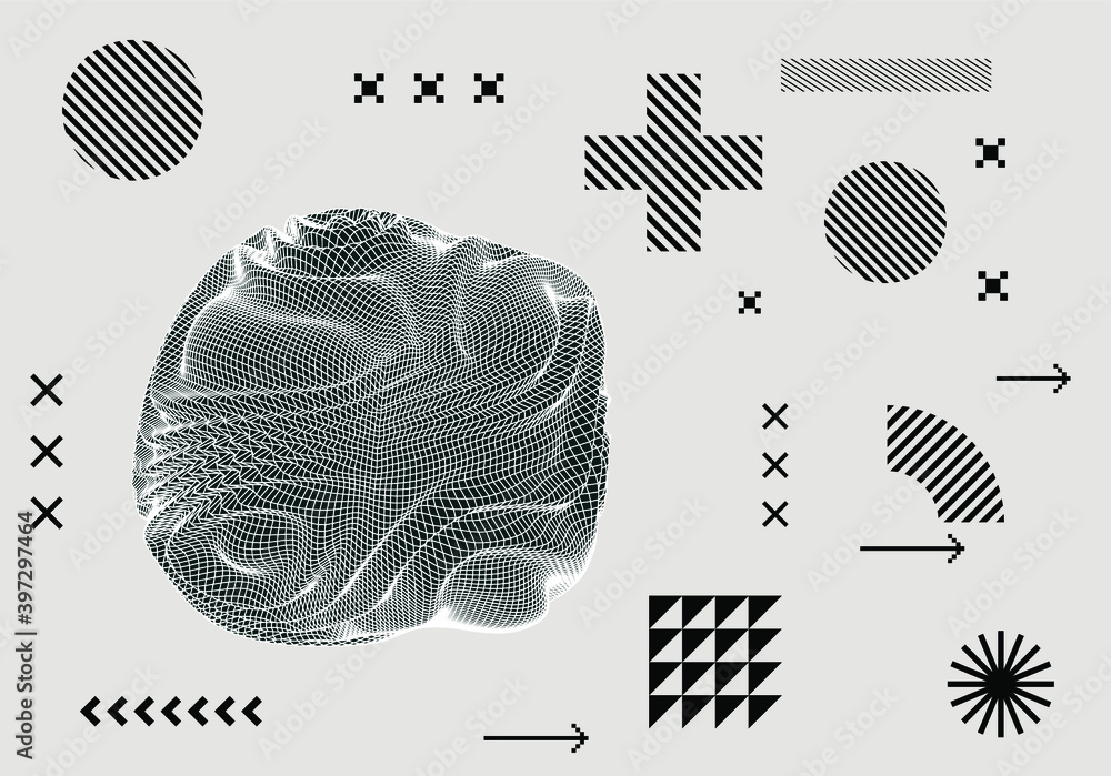 Poster abstract geometric background with 3d sphere.