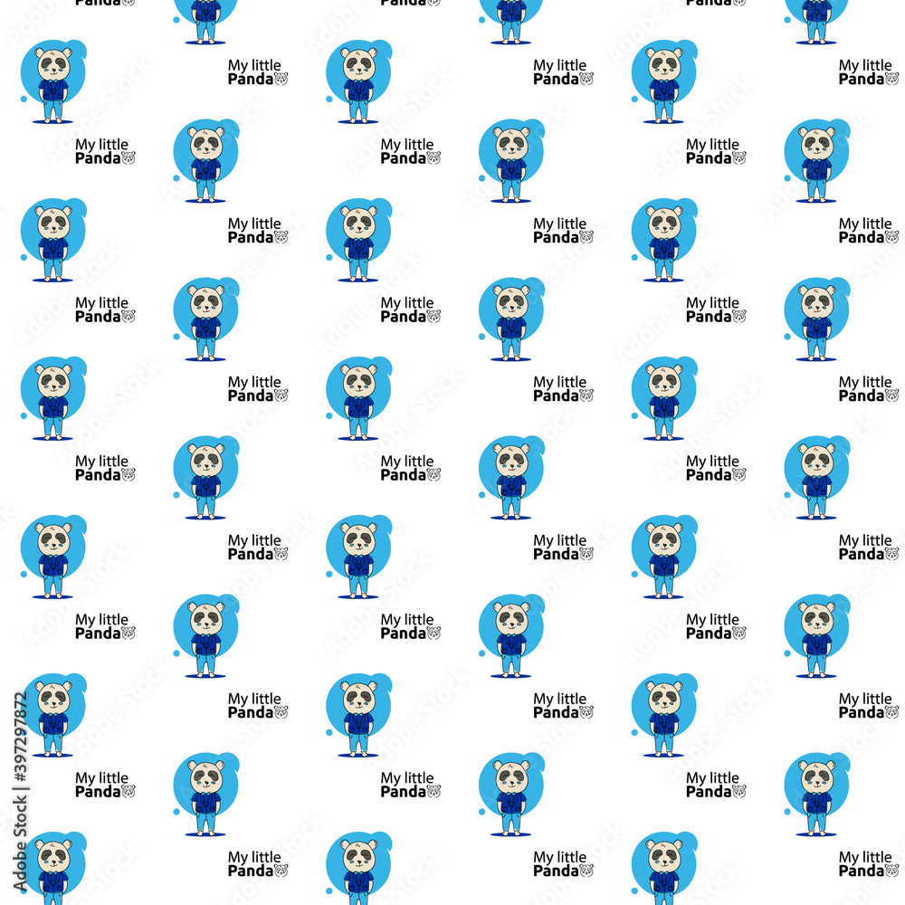 Poster my little panda pattern template design on white background