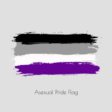 Asexual lgbt vector watercolor flag. Hand drawn ink dry brush stains, strokes, stripes, horizontal lines isolated on white background. Painted colorful symbol of non-binary, pride, rights equality.