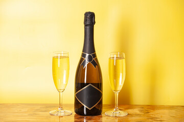 celebration theme with champagne bottle and glasses of champagne