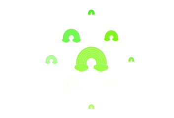 Light Green vector backdrop with rainbows, clouds.