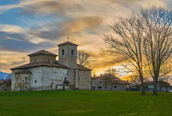 Sunset over Armentia church, Vitoria-Gasteiz, Basque country