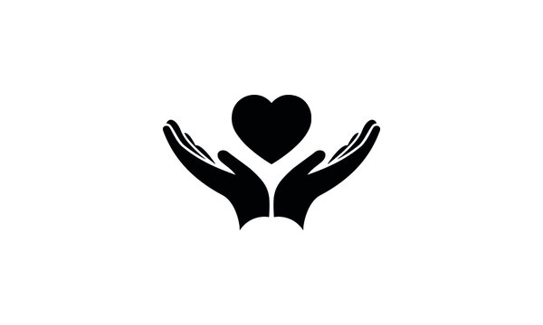 Heart in hands icon,Donation clipart hand heart, Healthcare hands holding heart flat icon