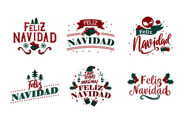 Elementos navideños. Etiquetas navideñas fronteras insignias y sellos de feliz navidad vintage. Logotipo de e insignia de invierno de temporada, feliz navidad e ilustración