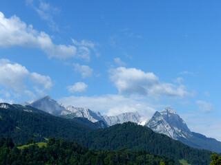Naklejka na ściany i meble High alpine hiking tour Zugspitze mountain, Bavaria, Germany