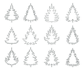 Set shape tree. Vector Christmas ornament.
