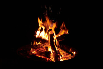 Close up of an outdoor fireplace, bonfire