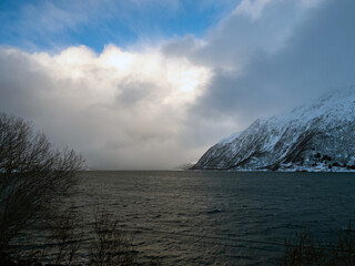 Strand bei Sommaroya, Kvaloya, Norwegen