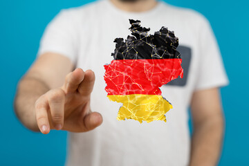 Abstract of germany map network, internet and global connection concept, Wire Frame 3D
