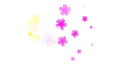 Light Pink, Yellow vector doodle template with flowers.