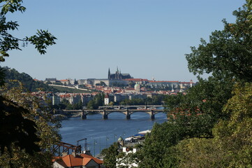 The beautiful river of prague with al the bridges
