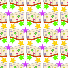bright seamless pattern of multi-colored boxes with lids