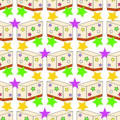 Naklejka premium bright seamless pattern of multi-colored boxes with lids