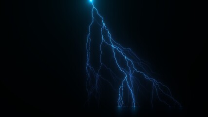 Glowing Thunder Light Effect In Black Background