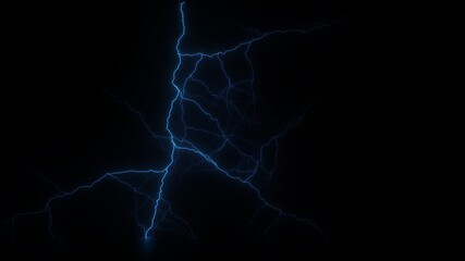 Glowing Thunder Light Effect In Black Background