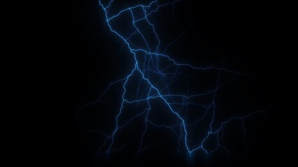 Glowing Thunder Light Effect In Black Background