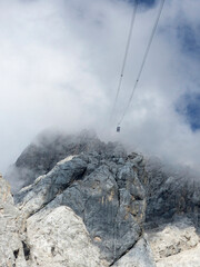 High alpine hiking tour Zugspitze mountain, Bavaria, Germany