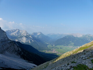 Fototapeta na wymiar High alpine hiking tour Zugspitze mountain, Bavaria, Germany