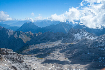 beautiful view from Zugspitze - the highest mountain in Germany. High quality photo