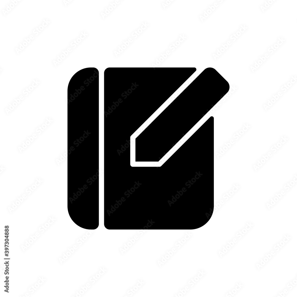 Poster notebook app black glyph icon. taking text notes. capturing thoughts. adding images, checklists and 