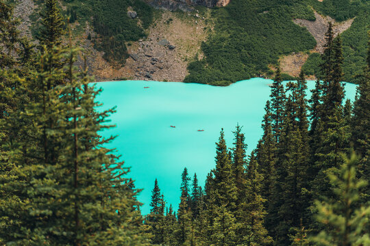People Canoeing on Lake Louise, Banff, AB