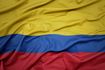 waving colorful national flag of colombia.