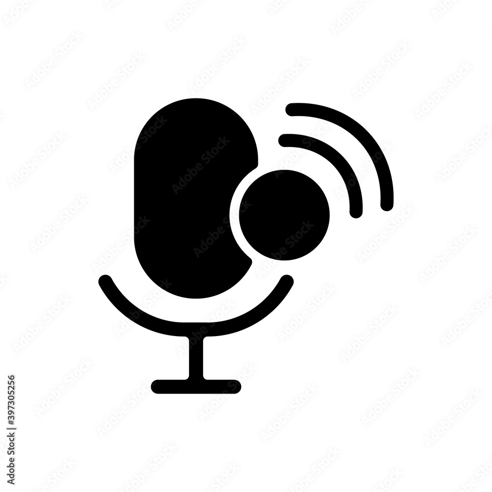 Poster voice assistant app black glyph icon. intelligent personal assistant. conversational interactions. v