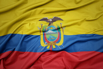waving colorful national flag of ecuador.