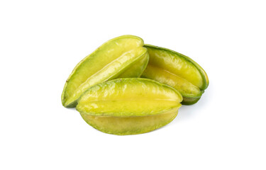 A group of starfruits isolated over white background