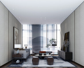 3d render. Modern meeting room interior.