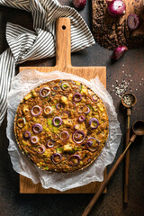 Healthy vegan gluten free pie made of cauliflower