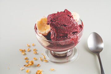 Brazilian acai sorbet with condensed milk