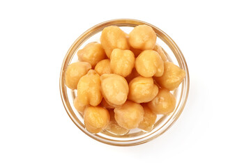 Chickpea in a bowl, isolated on a white background