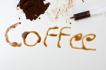 Coffee spelled with coffee drink